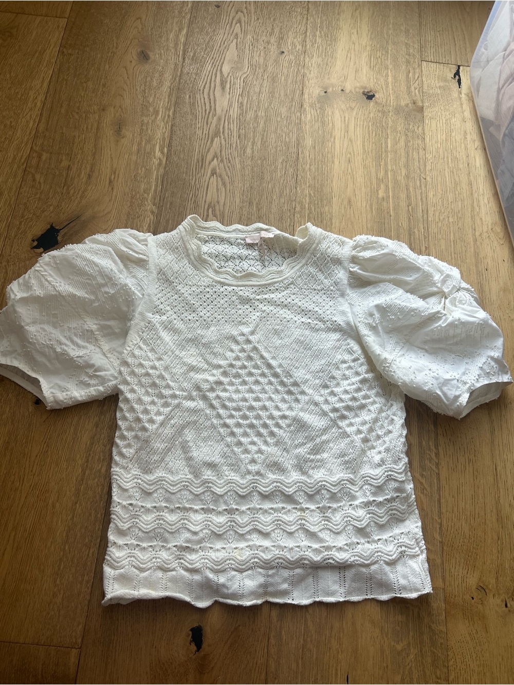 Rebecca Taylor White Eyelet Puff Sleeve Top